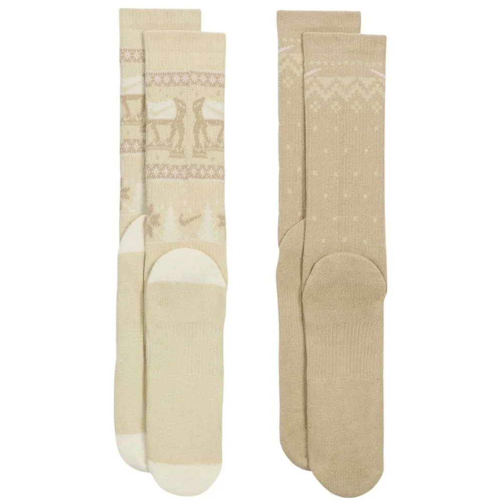 Nike Everyday Cushioned Crew Socks 4 Pair Holiday Moose Fair Isle Dri-Fit Medium